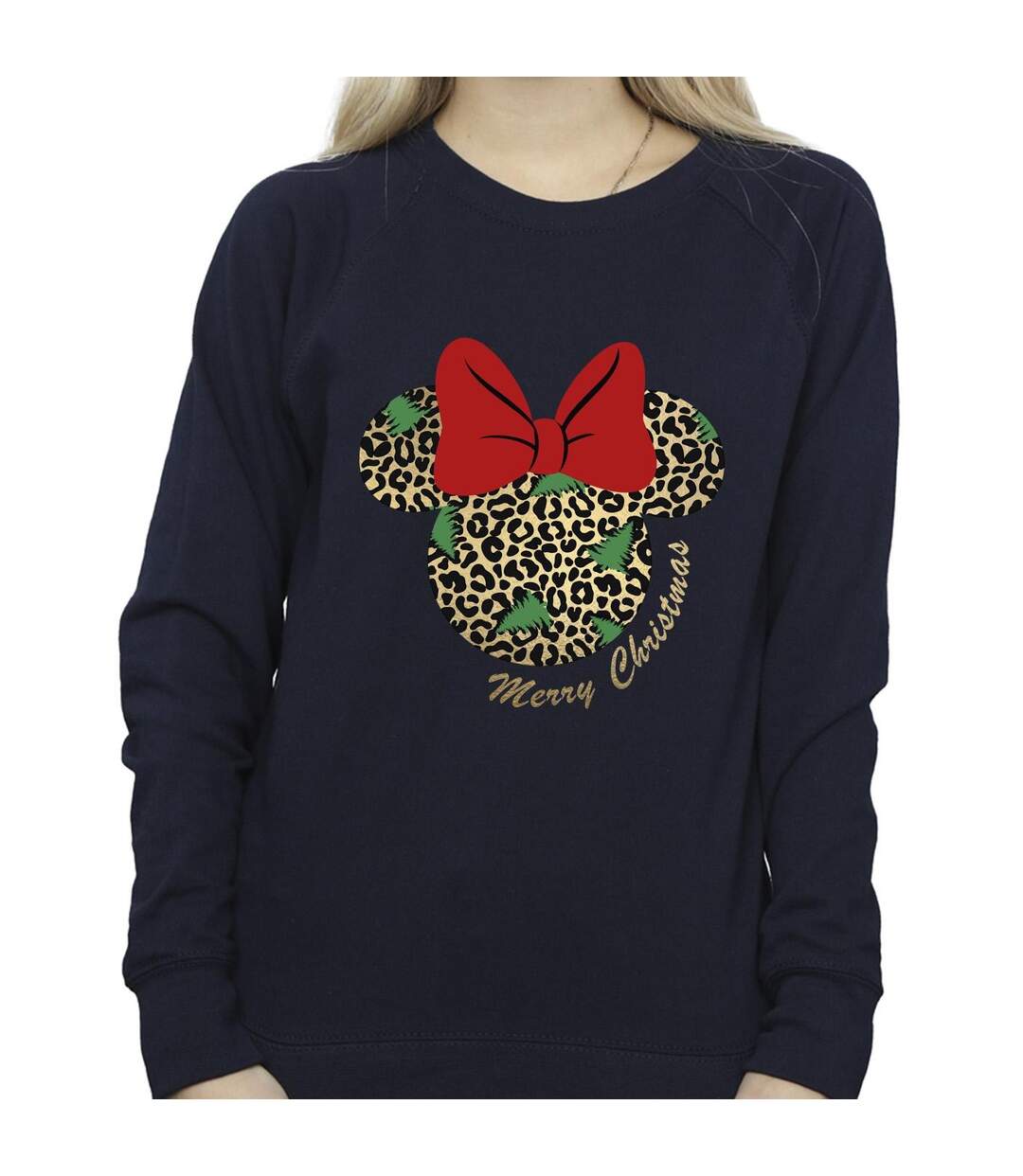 Disney Sweat-shirt de Noël Minnie Mouse léopard Femme/Ladies (Bleu marine) - UTBI29364-3