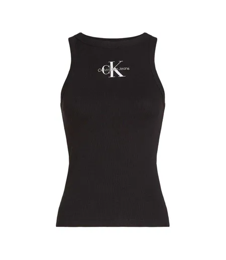 Womens/ladies Cotton Blend Tank Top Black Calvin Klein