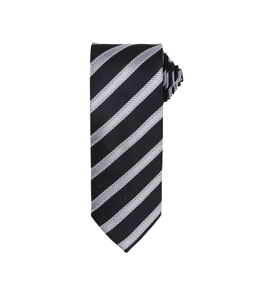 Premier Mens Waffle Stripe Formal Business Tie (Pack of 2) (Black/Dark Grey) (One Size) - UTRW6950