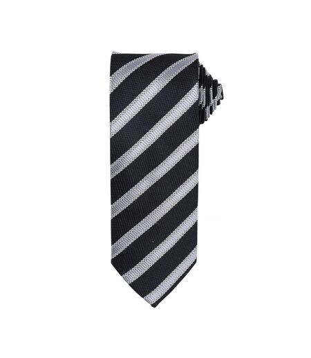 Premier - Cravate rayée et gaufrée - Homme (Noir/Gris foncé) (Taille unique) - UTRW5236