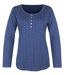 MAYFLOWER NOBEL3 : Tee-shirt manches longues bleu imprimé avec col rond boutonné-5