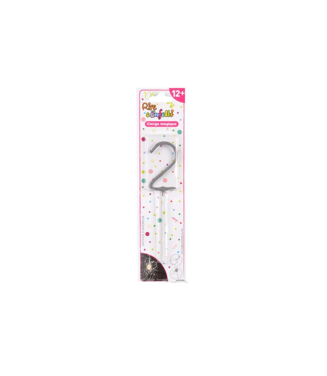 Cierge Magique Chiffre 2 15cm Argent-2