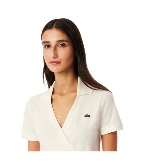 Robe Portefeuille Manches Courtes Femme Blanc Lacoste