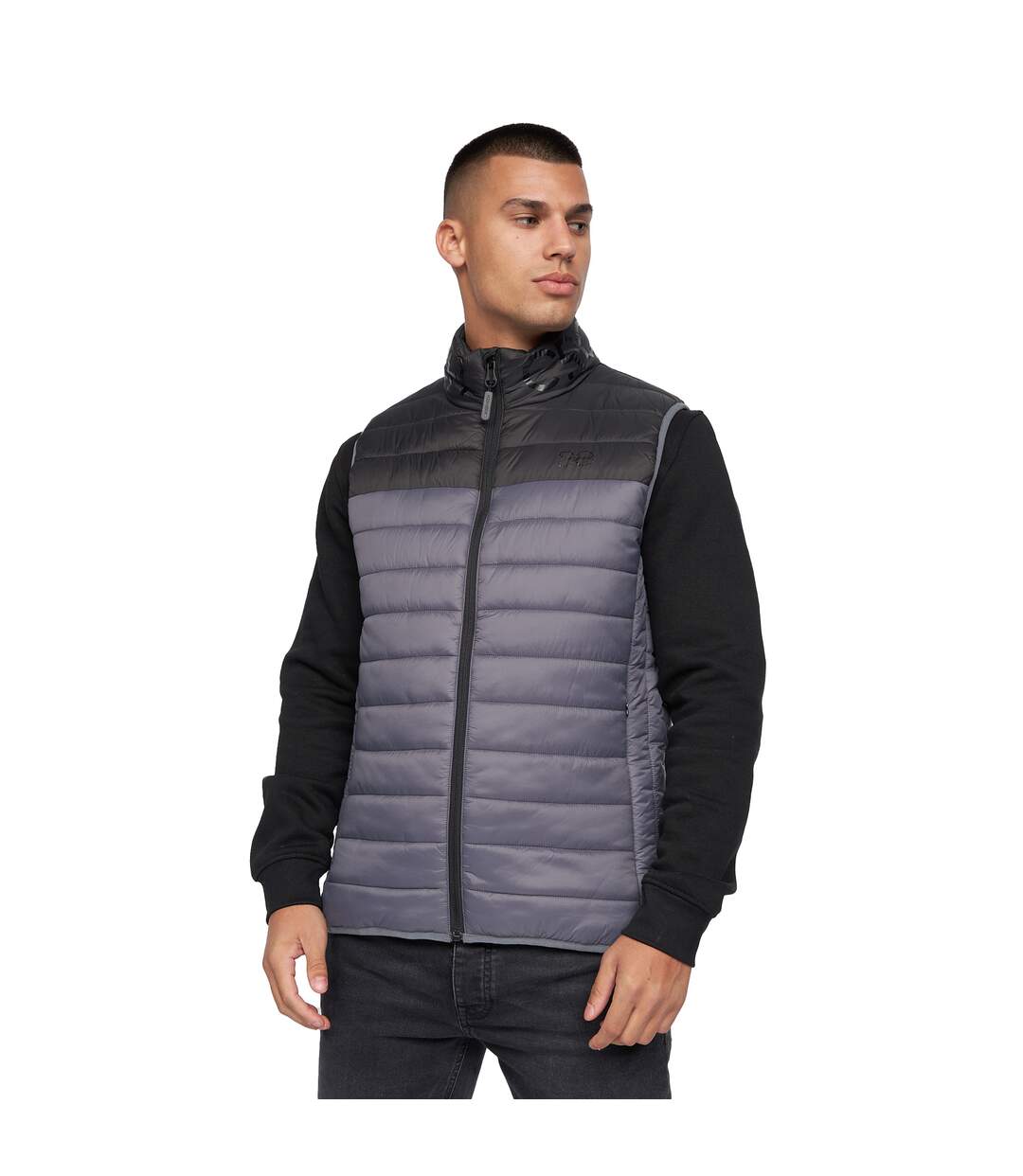 Mens Presnell High-neck Gilet Charcoal Crosshatch-2
