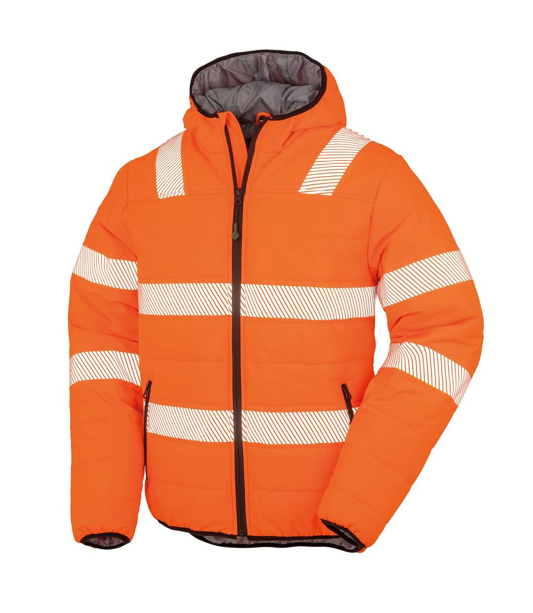 Mens ripstop safety padded jacket fluorescent orange Result Genuine Recycled-1