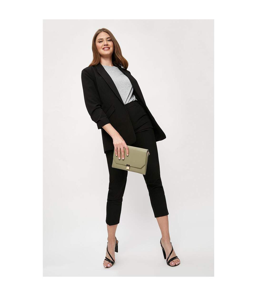 Womens/ladies Ruched Tall Blazer Black Dorothy Perkins-1
