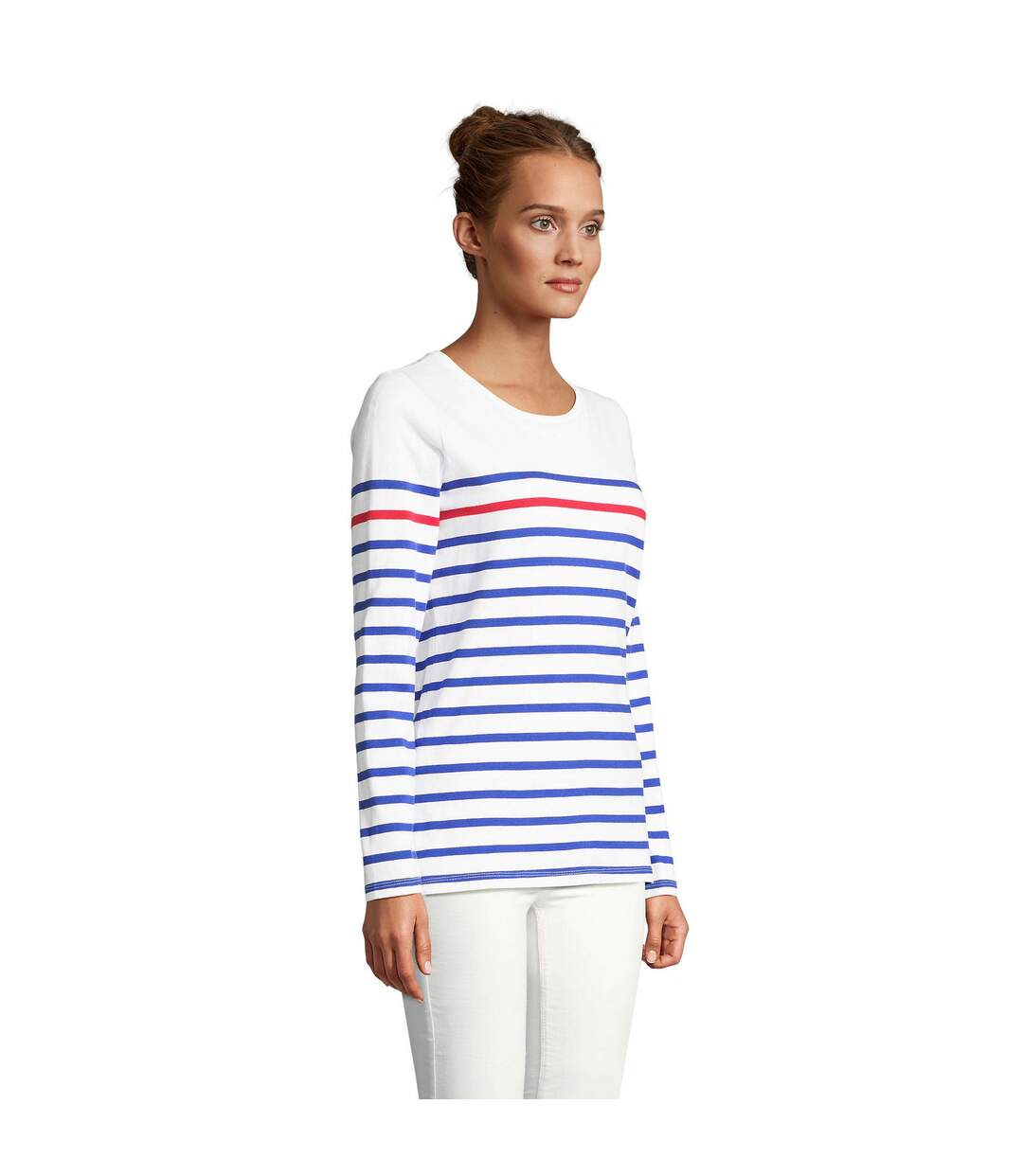 T-shirt Matelot Femme Blanc Bleu Roi Rouge SOLS-3