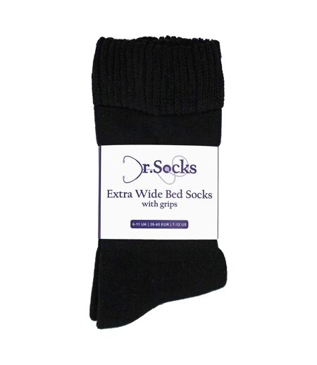 Mens Extra Wide Winter Bed Socks with Grips | Non Slip Thermal Sleep Socks