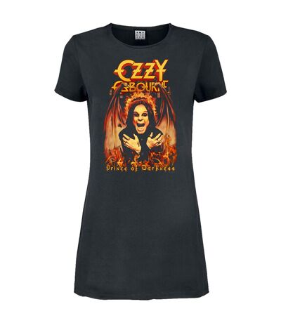 Womens/ladies prince of darkness ozzy osbourne t-shirt dress charcoal Amplified