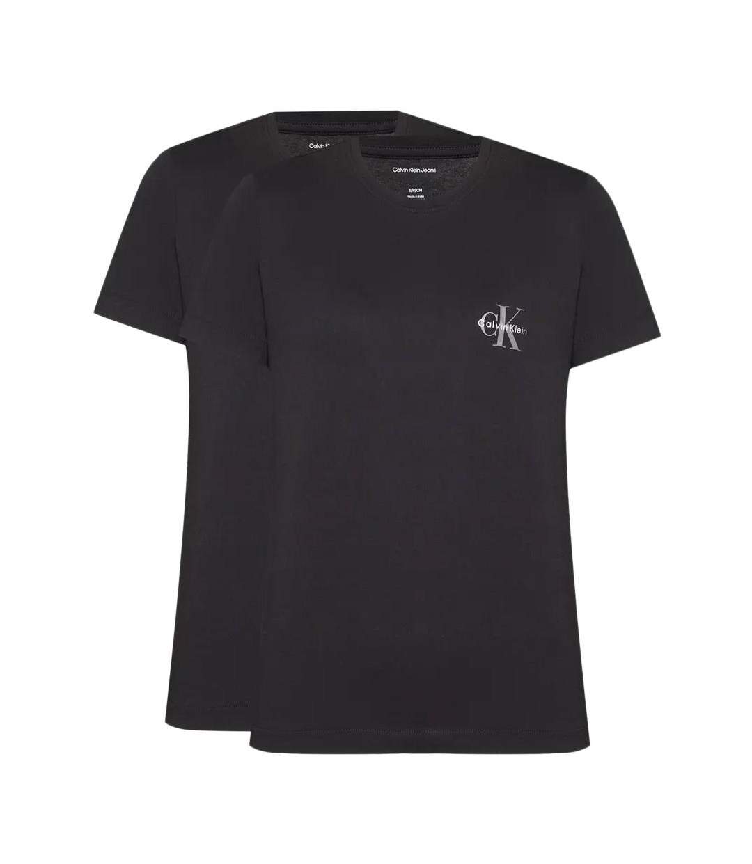 Lot de 2 t-shirt noir femme calvin klein jeans mono logo-1