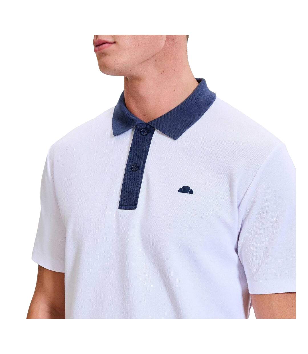 Mens Vergo Polo Shirt White Navy Ellesse-4