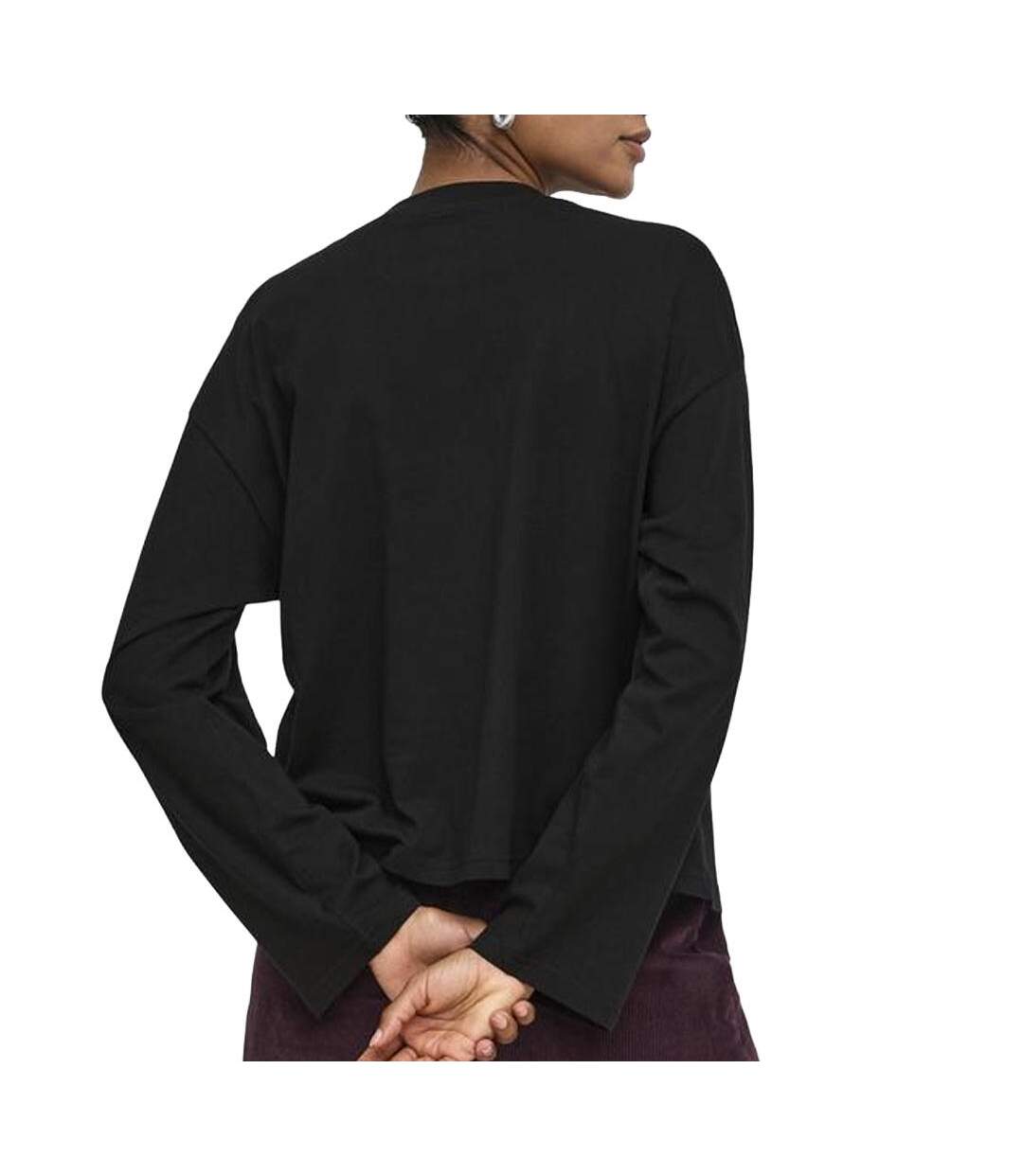 T-Shirt manches longues noir femme only happy1-2