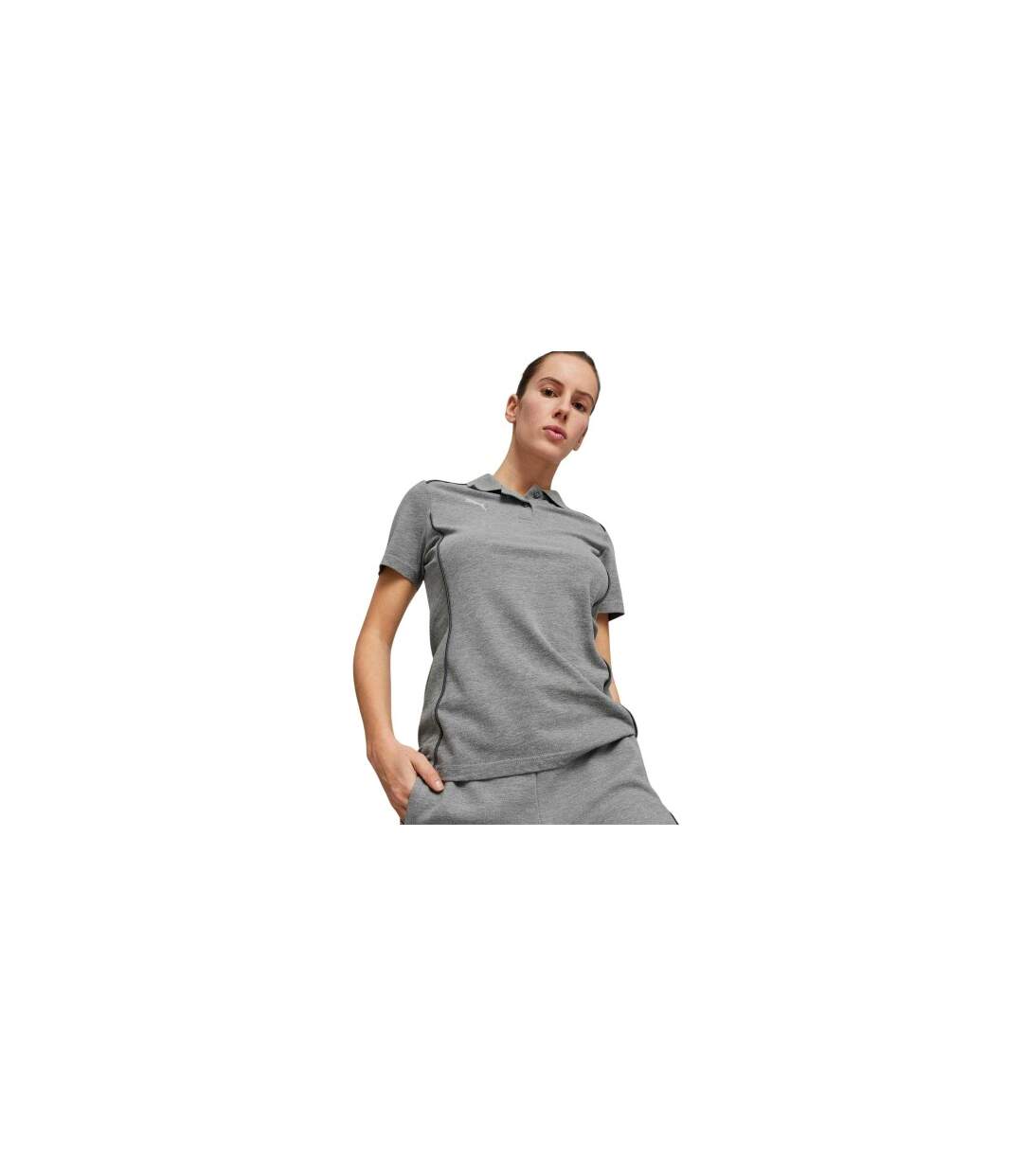 Womens/ladies Teamfinal Casuals Logo Polo Shirt Grey Puma-1