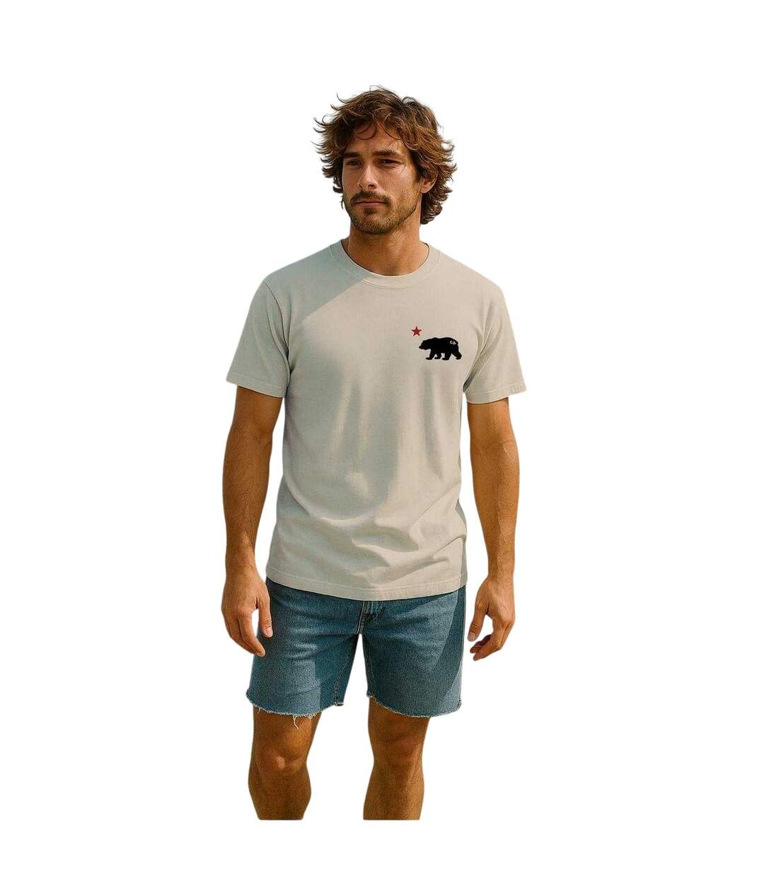 T-shirt Cali Homme Blanc Cassé Republic Of California-1