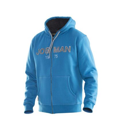 Jobman Mens Vintage Lined Full Zip Hoodie (Ocean Blue/Dark Grey)
