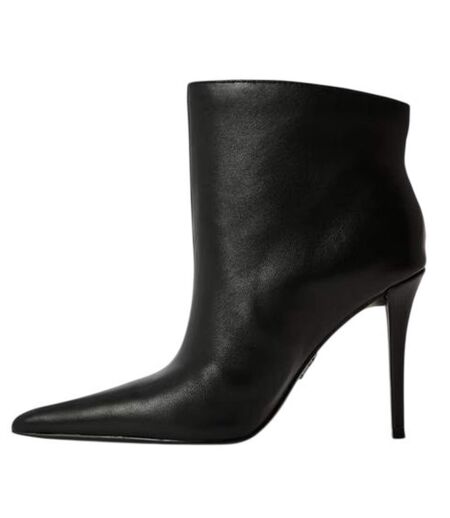 Womens/ladies Leather Stiletto Heel Ankle Boots Black Steve Madden