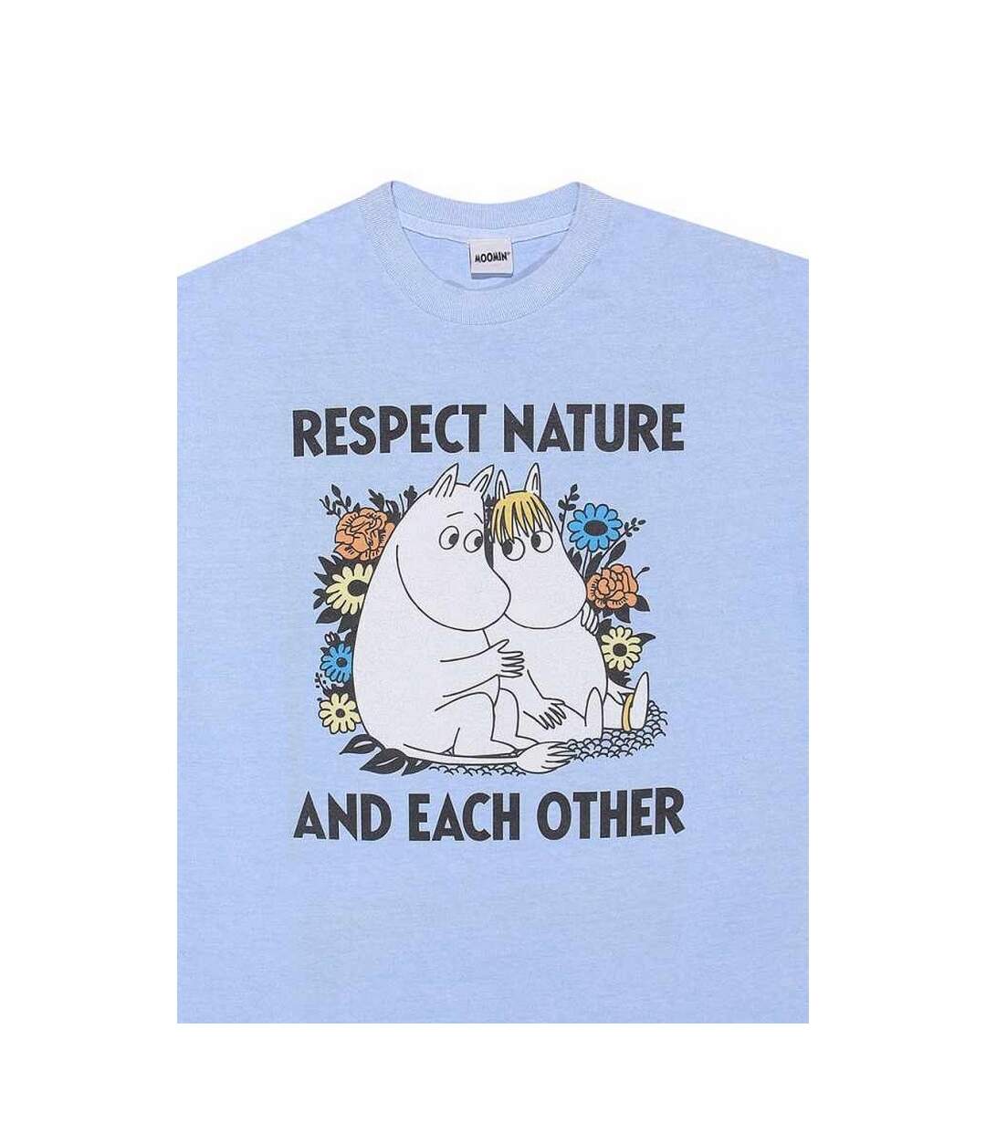 T-shirt respect nature adulte bleu clair délavé Moomin-2