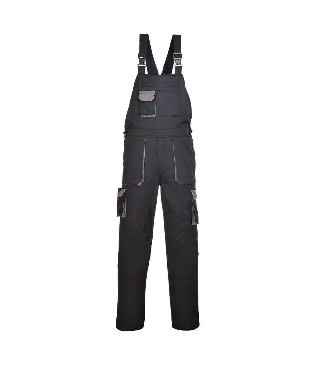 Mens texo contrast bib and brace overall black Portwest-1