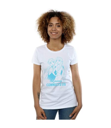 Disney Femmes/Dames Frozen 2 Elsa et Anna The Journey Connects Us - T-shirt en coton (Blanc) - UTBI21696