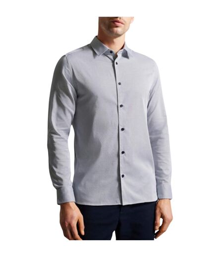 Mens Alham Geometric Long-sleeved Shirt Navy Ted Baker