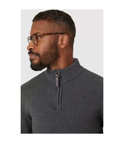 Mens premium cotton funnel neck jumper grey Maine