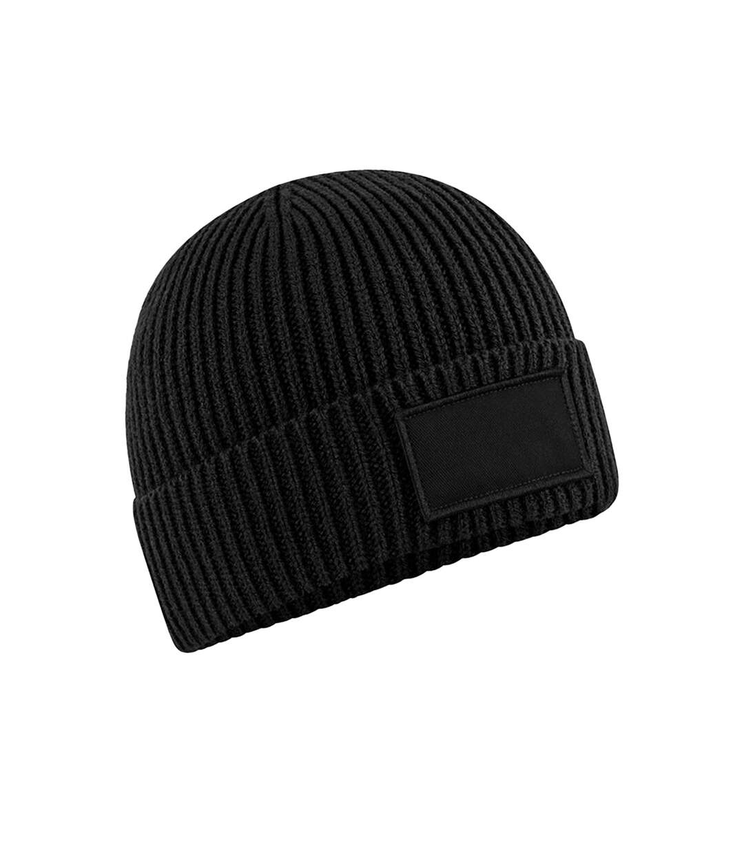Unisex adult fashion patch beanie black Beechfield-1
