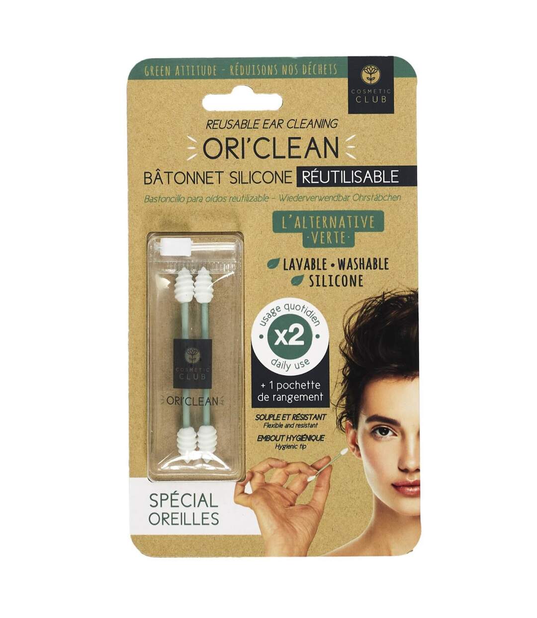 Lot de 2 Bâtonnets Silicone Oreilles 9cm Blanc-4