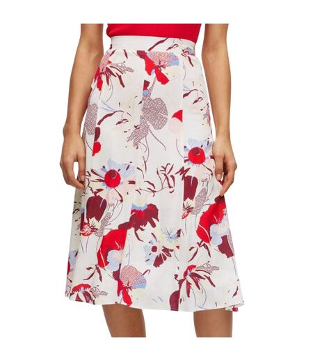 Jupe Mi-longue Style Floral Vallua Femme Blanc Cassé Rouge Bleu Boss