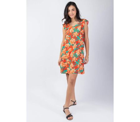 Robe coupe flatteuse ZOLA motif floral lumineux Coton Du Monde