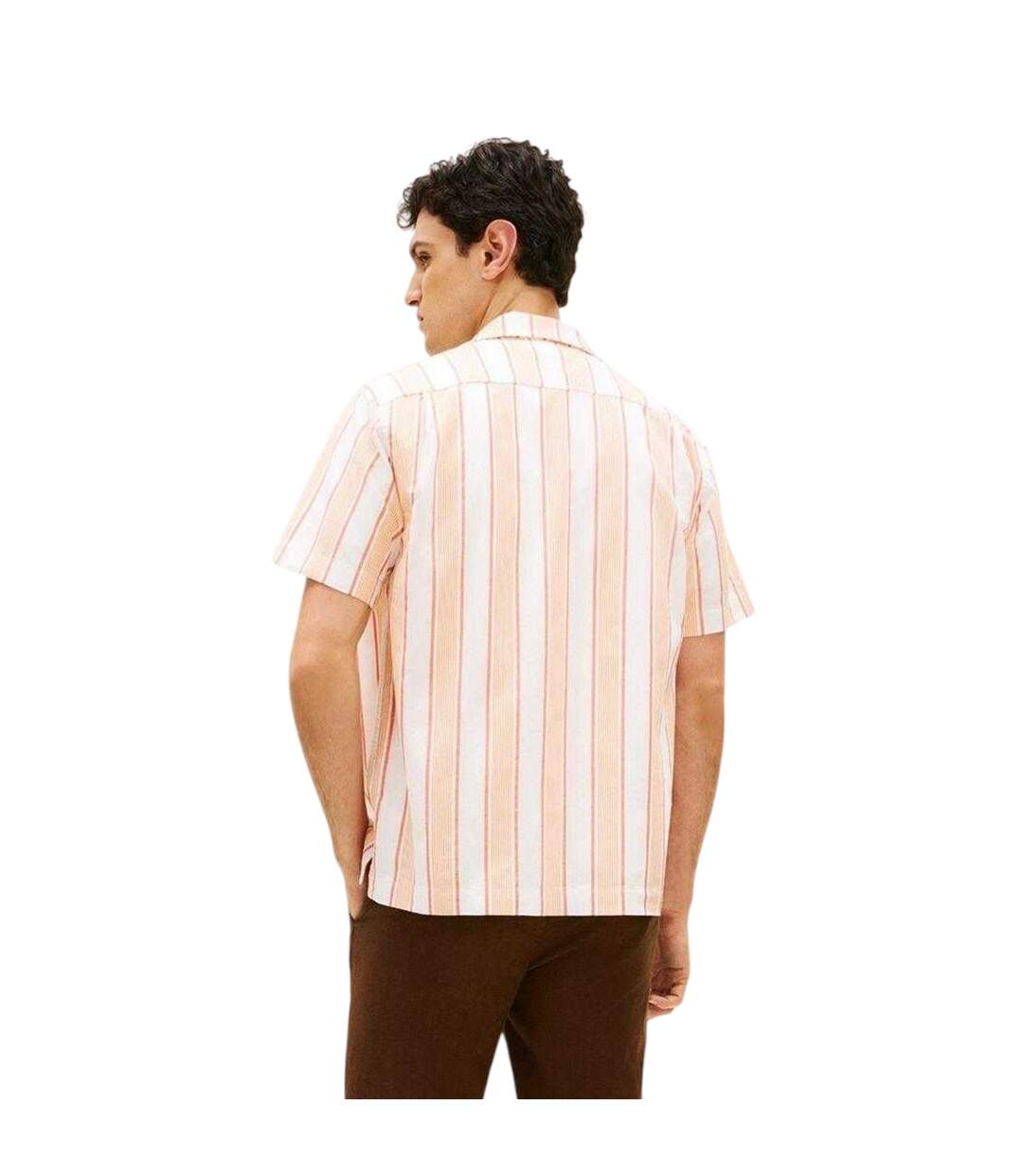 Chemise Manches Courtes Motif/style À Rayures Homme Orange Tommy Hilfiger-3