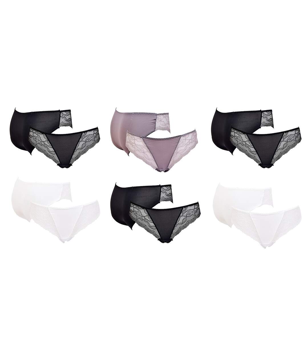 Culottes Femme INFINITIF avec Dentelle Pack de 6 culottes Dentelle 1093-1