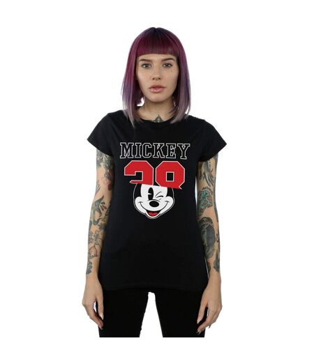 Disney T-shirt en coton fendu 28 Mickey Mouse Femme/Femme (Noir) - UTBI31496