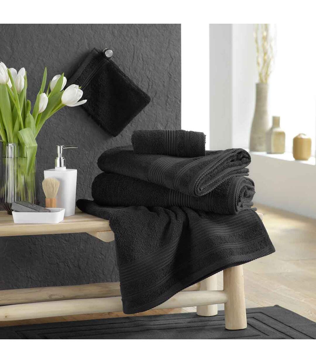 Serviette de Toilette Tendresse 50x90cm Noir-4