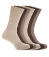 FLOSO Mens Ribbed 100% Cotton Socks (6 Pairs) (Navy/Blue/Grey) - UTMB466