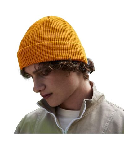 Cuffed Organic Cotton Waffle Beanie Mustard Yellow Beechfield