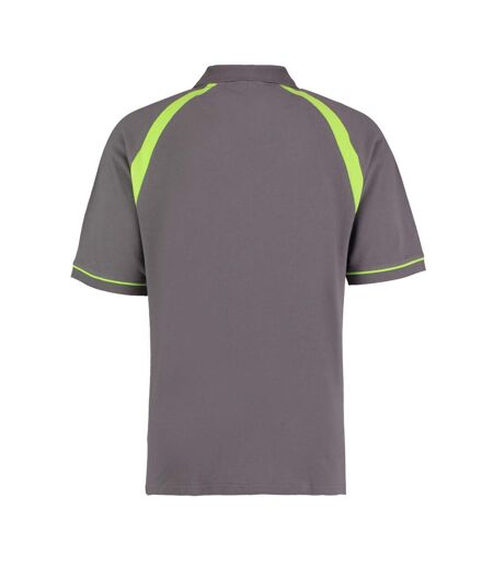 Mens oak hill polo shirt charcoal/lime Kustom Kit