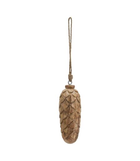 Wooden pine cone bauble 8cm x 6cm x 6cm natural Hill Interiors