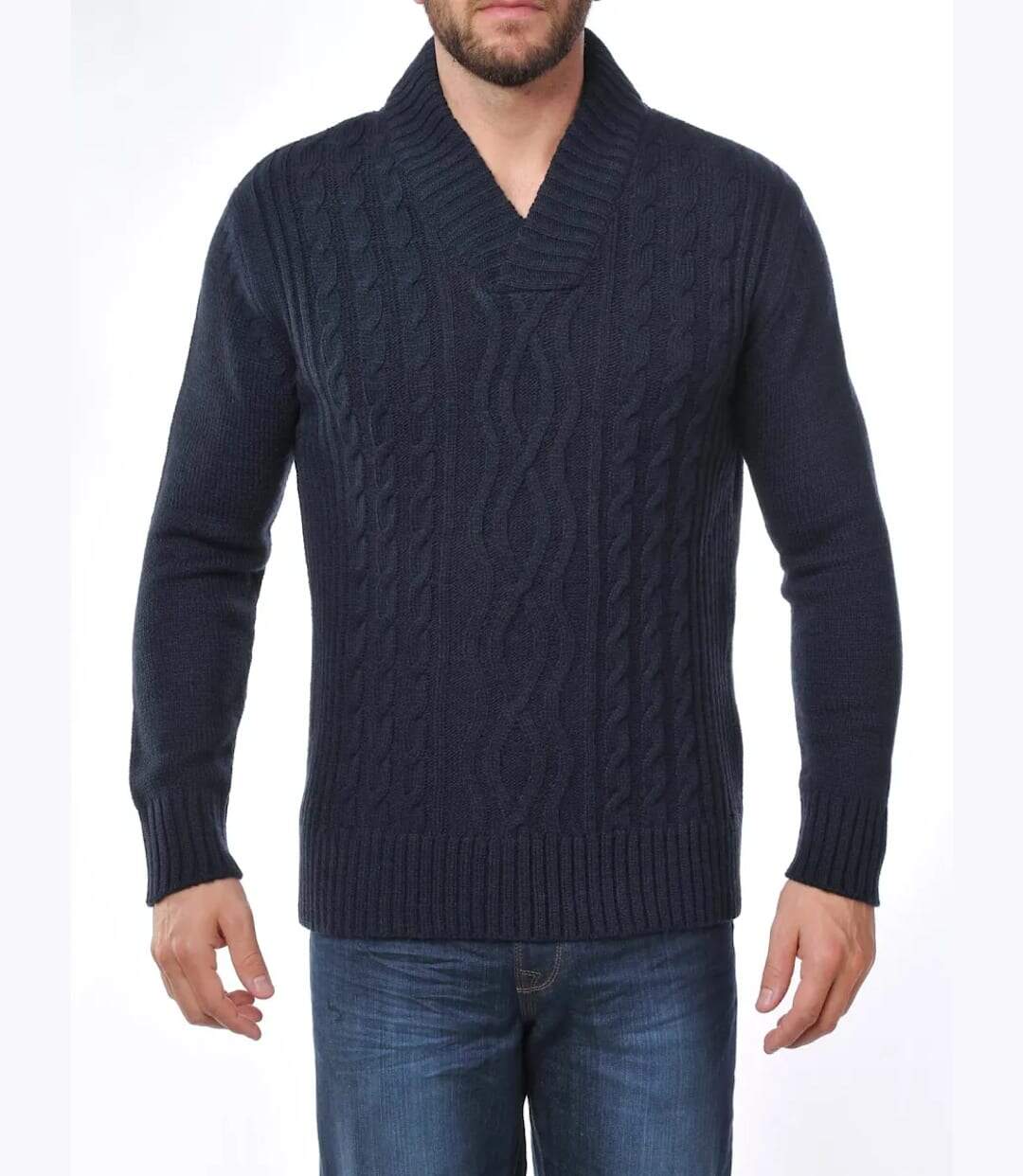 Pull col croisé 30% laine PILOT2-1