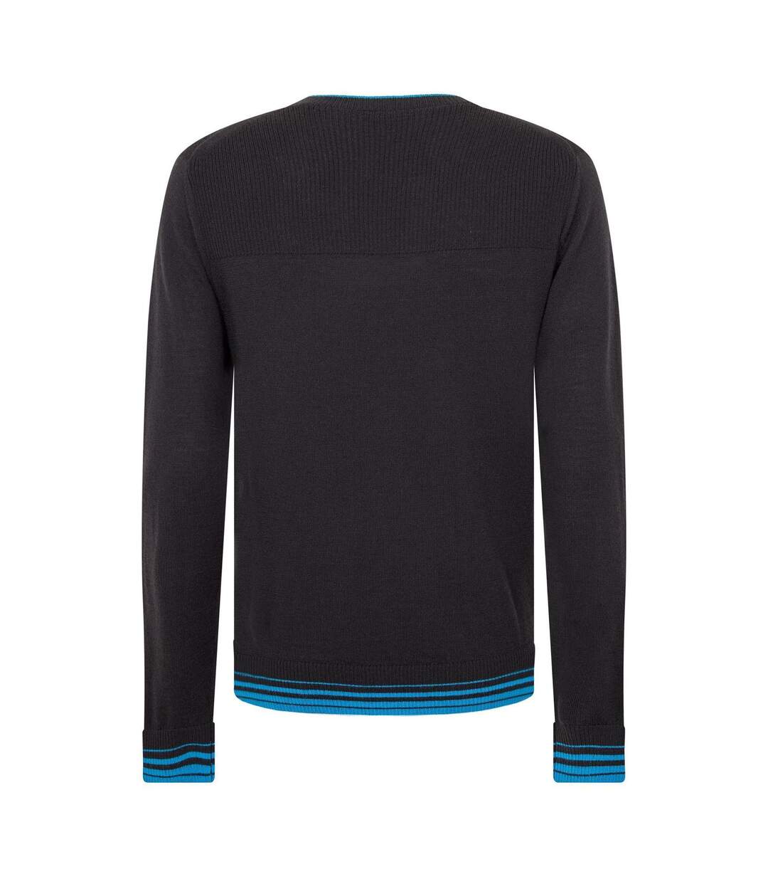 Mens Contrast Tipped V Neck Sweater Top Black Puma-2