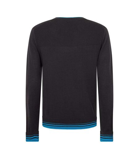 Mens Contrast Tipped V Neck Sweater Top Black Puma