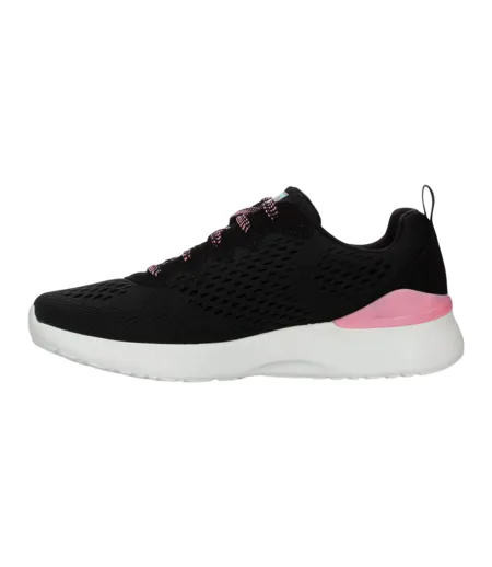 Womens/ladies Skech-air Mesh Trainers Black Pink Skechers