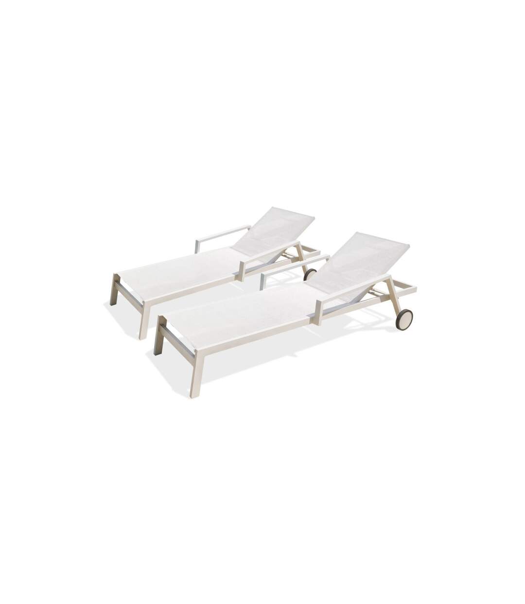 Lot de 2 Bains de Soleil Multi-Positions Ibiza 210cm Blanc-2