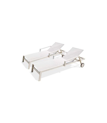 Lot de 2 Bains de Soleil Multi-Positions Ibiza 210cm Blanc