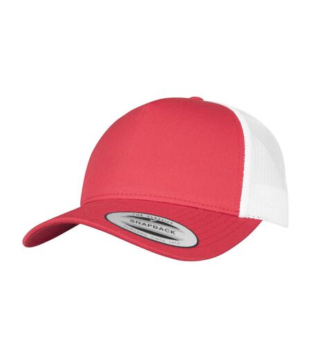 Unisex adult two tone 5 panel trucker cap red/white Flexfit