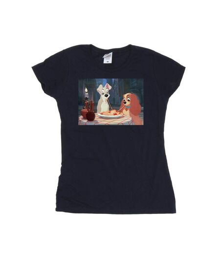Disney Femmes/Les femmes Lady And The Tramp T-shirt en coton avec photo spaghetti (Bleu marine) - UTBI26159