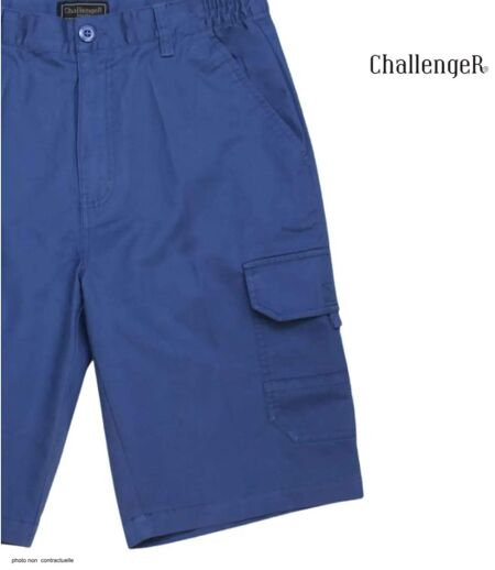 CHALLENGER INCA : Bermuda homme bleu indigo en coton à taille élastiquée style décontracté