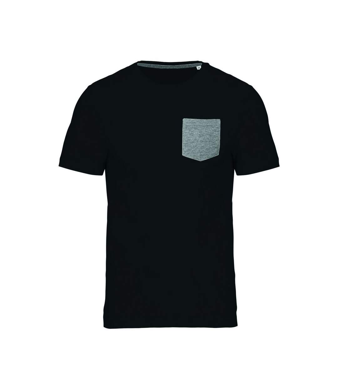 +++ FDS 130125 +++ T-shirt manches courtes avec poche - K375 - noir - homme - coton bio-1