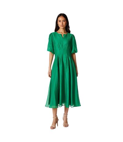 Womens/ladies organza pleated midi dress green Principles