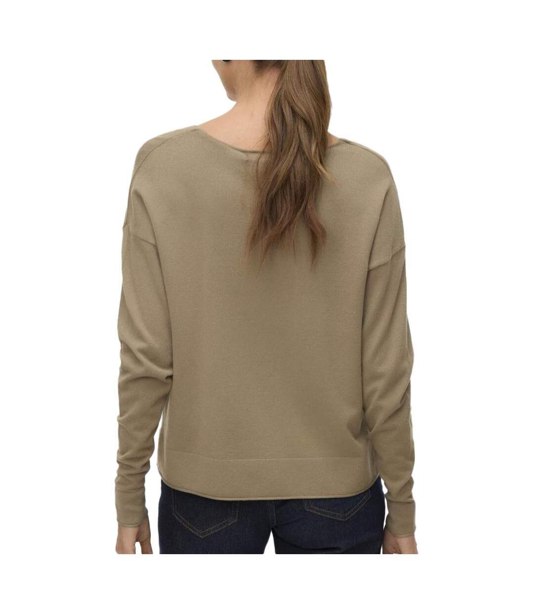 Pull marron femme vero moda breezess-2