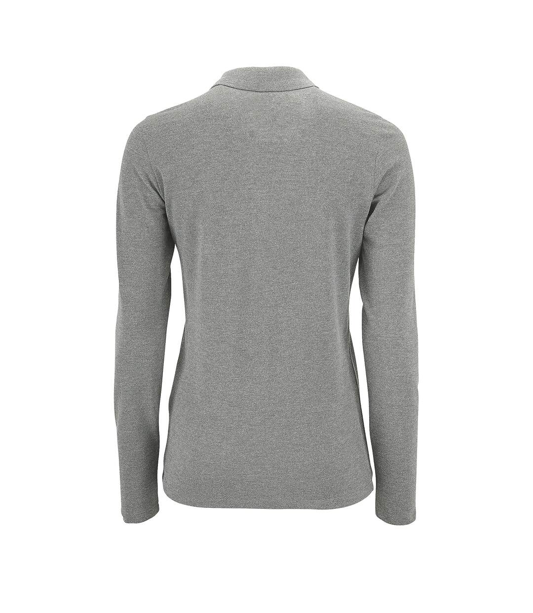 Polo manches longues perfect femme gris chiné SOLS